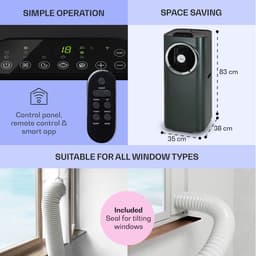 Klarstein mobiele airconditioner, 5-in-1 airconditioner, ventilator, luchtontvochtiger, luchtreiniger & nachtmodus, app-bediening, vlakke airconditioner met luchtafvoerslang, airconditioner, 11.500 BTU, antraciet,3 kW voor 51 m² 50 dB — thumbnail 6