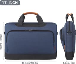 17-17,3 inch laptopbeschermhoes, zakelijke aktetas, laptop, schoudertas, compatibel met 17" laptops/17,3" HP Pavilion 17/MSI GS73VR Stealth Pro/Dell Inspiron 17/Acer/ASUS, blauw — thumbnail 6