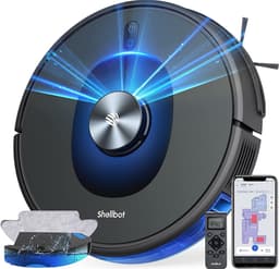 Bagotte Shellbot SL60 Robotstofzuiger met Dweilfunctie, 2-in-1 Self-charging Shellbot SL60 Robot Vacuum Cleaner, Laser Lidar Navigatie met Camera, 4000Pa Sterke Zuigkracht, 200 Mins+ Runtime, App No-go Zone, Compatibel met App,Alexa, Google Assistant — thumbnail 1