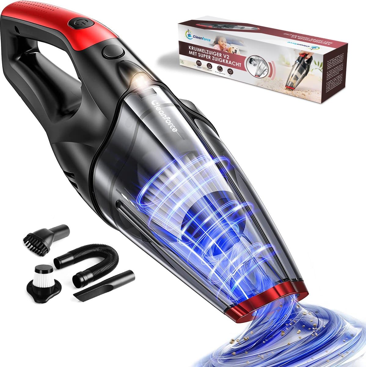 Cleanforce Kruimelzuiger V2 Snoerloos met extreme zuigkracht - Nat & Droog - Auto Stofzuiger - Voor Thuis & Auto — afbeelding 1