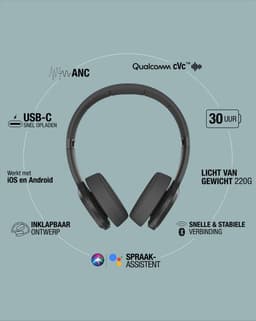 Fresh 'n Rebel Code ANC - Draadloze On-ear koptelefoon met Active Noise Cancelling - Storm Grey — thumbnail 2