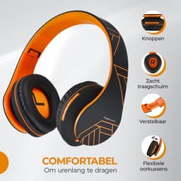 PowerLocus P2 - Draadloze Over-Ear Koptelefoon Inklapbaar - Bluetooth Hoofdtelefoon - Met microfoon – Headphone - Micro SD mode – Incl. Carry Case – Oranje — thumbnail 9