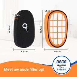 DEGG® - Filter geschikt voor Philips Speedpro Max, Max Aqua en Max Aqua Plus - Alternatief voor het FC5005/01 Filter - 6000, 7000 en 8000 serie - Wasbaar - Duurzaam - 2 STUK(S) — thumbnail 4