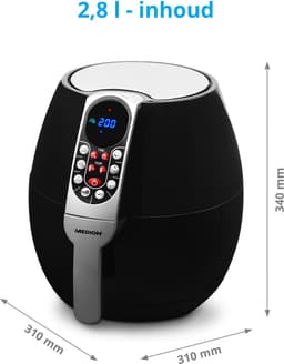 MEDION friteuse, ca. 1500 watt, digitaal bedieningspaneel, totale inhoud 4 liter, olievrij frituren, 30 min timer, oververhittingsbeveiliging, MD17320 zwart — thumbnail 3