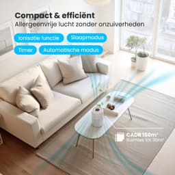 Auronic Luchtreiniger Compact met HEPA 13 Filter, Ionisator en Koolstoffilter - Ruimtes tot 30m² - CADR-waarde van 150m³/u - Air Purifier - Wit — thumbnail 4