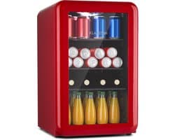 Klarstein PopLife Drankenkoeler - Minibar, Retro Koelkast, 0-10°C, slechts 39 dB, 70 L, milieuvriendelijk, dubbelwandige deur, retro design, rood