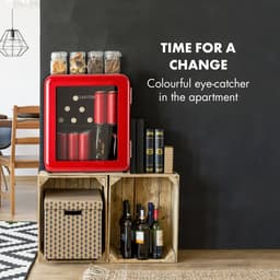 Klarstein PopLife Drankenkoeler - Minibar, Retro Koelkast, 0-10°C, slechts 39 dB, 48 L, milieuvriendelijk, dubbelwandige deur, retro design, rood — thumbnail 9