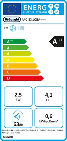 De’Longhi Pinguino PACEX105A+++ - mobiele airconditioner - 63 dB - 610 W - Wit - 3 standen - afstandsbediening — thumbnail 4