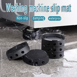 Trillingsdempers Wasmachine / Droogkast - Set Van 4 Stuks - Extra Dik - Stapelbaar - Wasmachine Dempers - Wasmachine Verhoger - Voetjes Droger - Geschikt Voor Wasmachine En Wasdroger - Antislip Rubber - Zwart — thumbnail 3