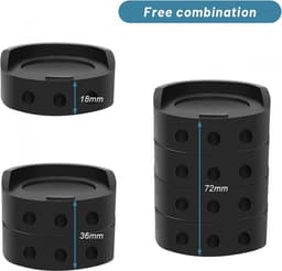 Trillingsdempers Wasmachine / Droogkast - Set Van 4 Stuks - Extra Dik - Stapelbaar - Wasmachine Dempers - Wasmachine Verhoger - Voetjes Droger - Geschikt Voor Wasmachine En Wasdroger - Antislip Rubber - Zwart — thumbnail 7