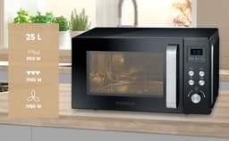 Severin MW 7752 - Combi magnetron met grill- en heteluchtfunctie - Incl. Pizzaplaat Ø 28 cm - 25 Liter - Timer en Automatische programma's - Zwart / Zilver — thumbnail 8