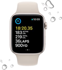 Apple Watch SE 2022 - Smartwatch heren en dames - 44 mm - Sterrenlicht Aluminium — thumbnail 6