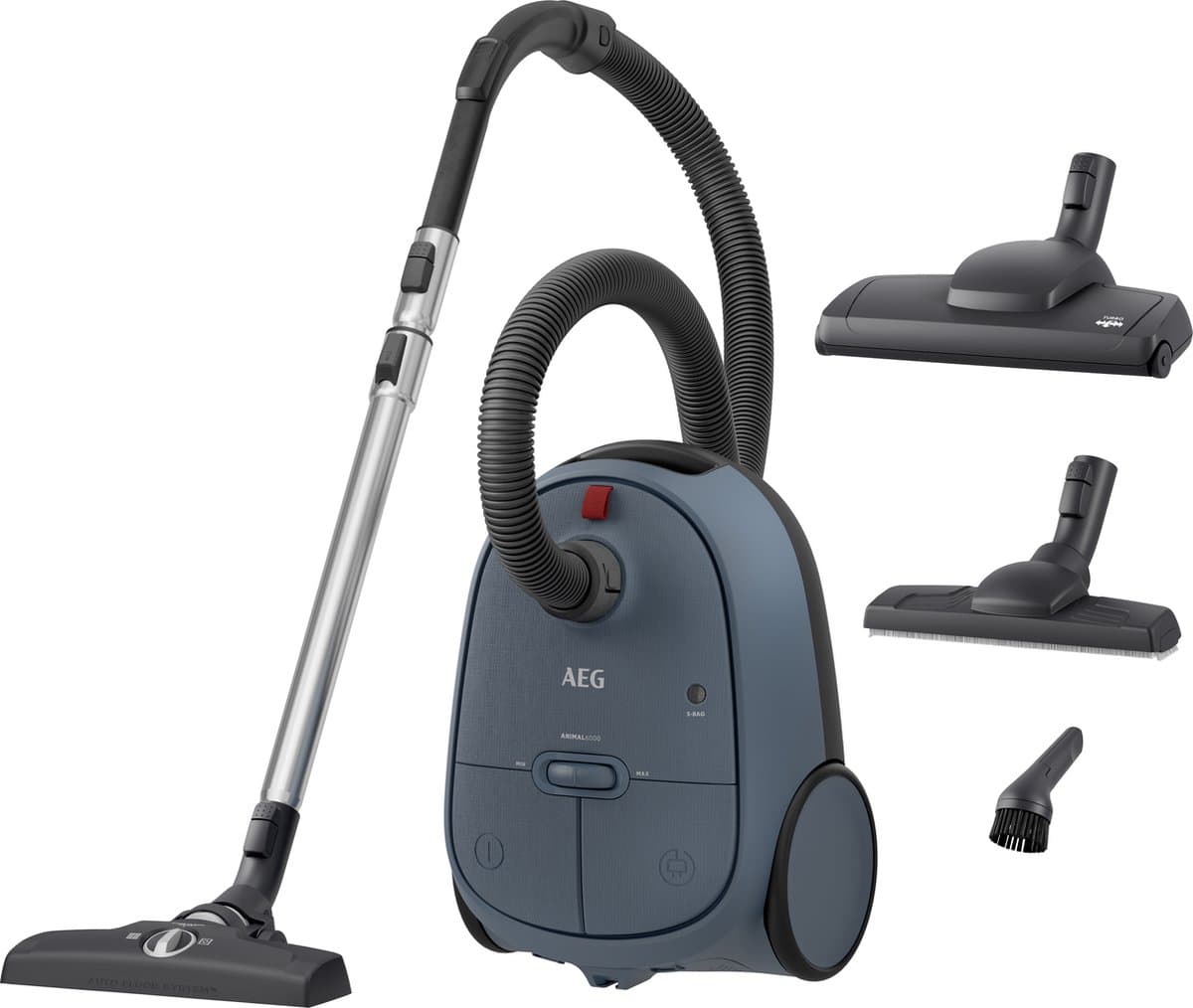 AEG AB61A4DB Animal 6000 - Stofzuiger met zak - Parketborstel - Dierenhaar - Turboborstel - Hepa filtratie - Vacuum cleaner - Alle vloertypen - 650 watt - Lang snoer 12m bereik - Blauw - Compact design - 3 extra accessoires — afbeelding 1