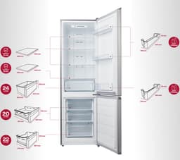 Inventum KV1808R No Frost energiezuinige koel-vriescombinatie - 180 cm hoog - 270 liter - Superkoelen - Supervriezen - Energielabel D - Vrijstaand - RVS — thumbnail 4
