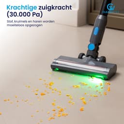 CleanWise Rita – Steelstofzuiger Draadloos met Kruimeldieffunctie – Zonder Zak op Accu – 30kPa Zuigkracht – Groene Laser – HEPA 14 Filter – Lichtgewicht 1,5 kg – Tot 60 Min Accuduur – Voor Huisdierharen – Nederlands Product — thumbnail 4