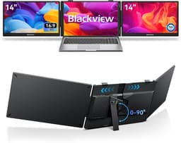 Blackview DCM5 Draagbare Monitor - 14-inch FHD Dubbel Scherm - Extra Scherm voor Laptops 13-17,3 inch - Ultradun Opvouwbaar - 100W PD Opladen- USB-C- Plug & Play - Grijs — thumbnail 1