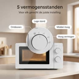 Magnetron – 20L – 1100W – 8 automatische kookprogramma's – 5 vermogensstanden – Digitale timer – Draaiplateau Ø255 mm – Wit — thumbnail 8