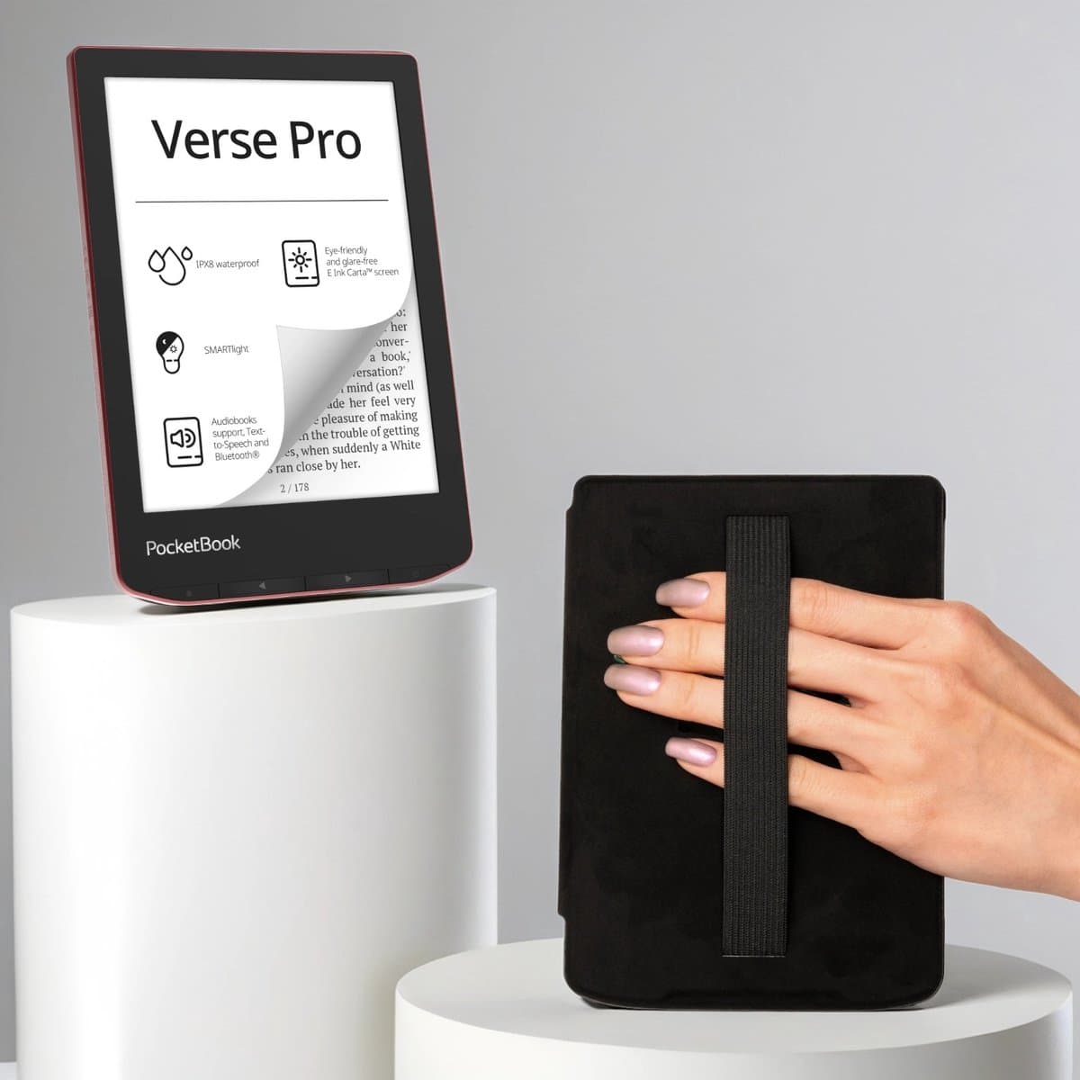 PocketBook Verse Pro Passion Red e-reader – Inclusief Zwart met Elastiek Hoesje (shell cover) – Voordeelbundel — afbeelding 1