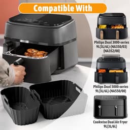 Airfryer Accessoires Set 28-delig – Geschikt voor Philips Airfryer Dual Basket 3000/5000 Serie & Tefal EY9018 – Inclusief Siliconen Bakvormen, Muffinvormen, Grillrek & Spiesen — thumbnail 2