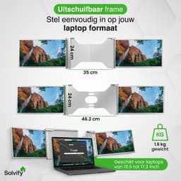 Portable Monitor 2x 15,6 inch Full HD – Laptop Scherm Uitbreider – Draagbare Monitor – Tri Screen – Extra Scherm Laptop – Plug & Play – Solvify — thumbnail 10