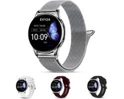 Evy24 Smartwatch Pro 42mm - Smartwatch Dames - Horloge met Belfunctie - Sporthorloge Dames - AMOLED - Bloeddrukmeter - Stappenteller - Android en iOS - Zilver