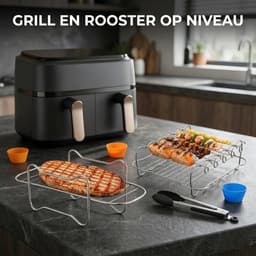 Somstyle Accessoires Set Geschikt voor Philips Dual Basket 3000 & 5000 Dubbele Airfryer - 23-Delig - Cup Cake Bakvorm - Heteluchtfriteuse Mandje - Zwart — thumbnail 7