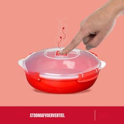Aurixi® Magnetron Bakjes met Deksel - Magnetron Bakjes - Magnetron Bord met Deksel - Rood - 23cm x 21cm x 8cm — thumbnail 3