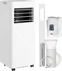4-in-1 Mobiele Airco - Draagbare Airconditioner - 4-in-1 Koelen, Ontvochtiger, Ventilator & Slaapstand - 9000 BTU - voor 15-28 m² - met Afstandsbediening, Wasbaar Filter, LED-display & 24-uurs Timer - Wit — thumbnail 1