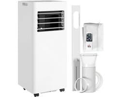 4-in-1 Mobiele Airco - Draagbare Airconditioner - 4-in-1 Koelen, Ontvochtiger, Ventilator & Slaapstand - 9000 BTU - voor 15-28 m² - met Afstandsbediening, Wasbaar Filter, LED-display & 24-uurs Timer - Wit