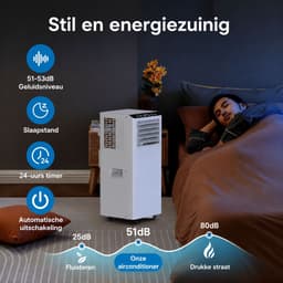 Allero Mobiele Airco - Airconditioning - Mobiele Airco Voor Slaapkamer - 7000BTU - 3-in-1 - 2 Snelheden - Stille Airco - Draagbaar — thumbnail 7