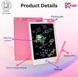 Tekenbord kinderen Kiraal - Tekentablet - LCD Tekentablet kinderen - Grafische tablet kinderen - Kindertablet Roze - 10 inch — thumbnail 4