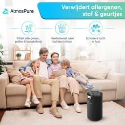 AtmosPure® CleanAir Luchtreiniger - Air Purifier met vervangbaar HEPA 13 + Koolstof filter - CADR 250 m³/h - Zwart - Voor 98 m² - Filtert pollen, huisstofmijtallergenen en fijnstof - 3 standen + stille slaapstand - Luchtkwaliteit Sensor — thumbnail 9