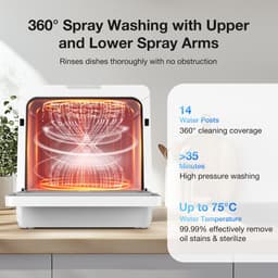 BLITZHOME Vaatwasser BH-4-CDW – compacte tafelmodel, 5L, 8 programma’s, 360° sproeiarmen, hete-lucht droging, app-besturing, kinderslot, EU-stekker — thumbnail 9