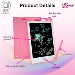 Tekenbord kinderen Kiraal - Tekentablet - LCD Tekentablet kinderen - Grafische tablet kinderen - Kindertablet Roze — thumbnail 3