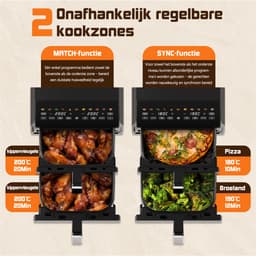 Saikefy Airfryer XXL - 11 Liter - Gestapelde Lades - 11 Programma's - Airfryer met Intelligent Touchbediening - Heteluchtfriteuse - Inclusief 4 handige accessoires — thumbnail 9
