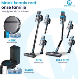 CleanWise Rita Flex – Steelstofzuiger Draadloos met Gebogen Stang & Kruimeldieffunctie – Zonder Zak op Accu – 30kPa Zuigkracht – Groene Laser – HEPA 14 Filter – Tot 60 Min Accuduur – Voor Huisdierharen – Nederlands Product — thumbnail 13