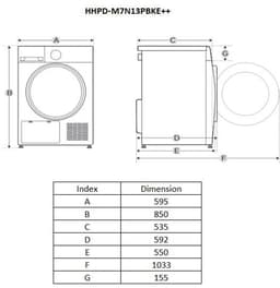 Heinner HHPD-M7N13PBKE++ Warmtepompdroger 7 kg – 16 Programma’s – Anti-Kreuk & Vochtigheidssensor – LED Display – Wit – 5 Jaar Garantie — thumbnail 13