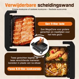 Saikefy Airfryer XXL - 11 Liter- 8Programma's - Airfryer met Intelligent Touchbediening - Hetelucht friteuse - Tot 8 Personen - Zilver — thumbnail 7
