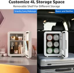 Mini Koelkast - Cosmetische Koelkast - Skincare Fridge - 4L - 12V/220V Koel & Warm - LED 7-kleuren & Spiegeltouchscreen - Stil 25dB - Voor Thuis, Auto & Huidverzorging — thumbnail 4