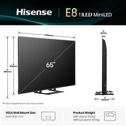 Hisense 65E8Q televisie 65 inch 4K UHD Mini LED ULED 144 Hz slimme tv — thumbnail 14