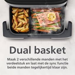 Philips Airfryer 5000-serie Megabasket Met Stoomfunctie – NA565/02 – Enkele mand óf Dubbele Mand - SteamClean – 9,5L – Tot 8 Personen – Inclusief Tang — thumbnail 7