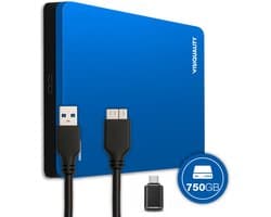VisiQuality High-Speed Externe Harde Schijf 750 GB - Draagbare Harde Schijf USB 3.0 - Voor Windows & Mac - Xbox & PS4 games - Compact - Blauw