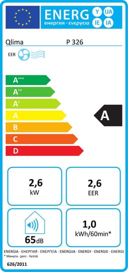 Qlima P 326 - Mobiele Airco - 9000 BTU - Koelen, Ontvochtigen en ventileren - Geschikt voor ruimtes tot 80 m3 - Energielabel A — thumbnail 2