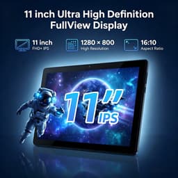 11 inch Tablets - Android 16 - 32GB RAM(3G+29GB) - 256GB - 7800mAh - WiFi6 - Widevine L1 - Face ID - Tablet met toetsenbord,muis,Pen - Zwart — thumbnail 4