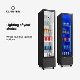 Klarstein Drankkoeler GrandCooler commerciële koelkast 220 L – met LED-verlichting (wit/blauw), instelbare temperatuur 0–10 °C, 4 planken - Drankenkoelkast - voor Bar - Thermostaat - Drankkoelkast - Drankenkoeler - Beverage Cooler — thumbnail 9