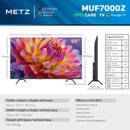 METZ 55MUF7000Z – 55 inch 4K Ultra HD Smart TV – Google TV – Dolby Vision & Dolby Audio – WiFi & Bluetooth – 55” Televisie — thumbnail 3