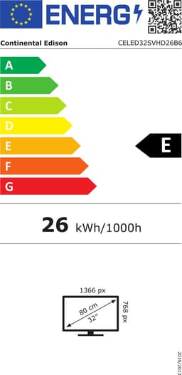 CONTINENTAL EDISON - CELED32SVHD26B6 - 32'' (80 cm) LED HD TV - SMART VIDEO - 2xHDMI - 2xUSB — thumbnail 2