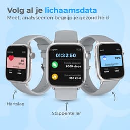Nuvance - Smartwatch Heren & Dames met Bluetooth - 45mm - Geschikt voor alle Smartphones - Stappenteller & Hartslagmeter - Grijs — thumbnail 7
