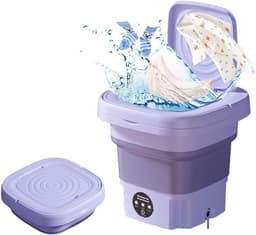 Jently mini wasmachine - camping wasmachine - draagbaar - opvouwbaar - centrifuge - paars- 8L — thumbnail 1