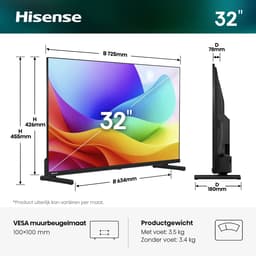 Hisense 32A5S - 32 inch - Hi-QLED - 2026 - Hi-QLED Colour - Dolby Atmos - Tilt to Monitor - FHD Resolution - Noise Reduction - High Contrast — thumbnail 9